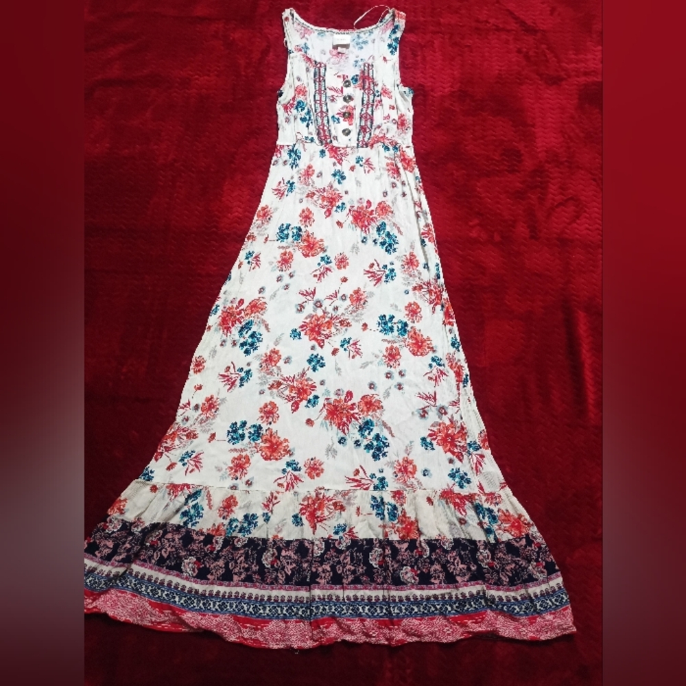 Knox Rose Floral Maxi Dress in Cream and Red